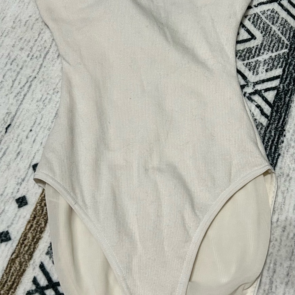 Skims Cream Ribbed Bodysuit